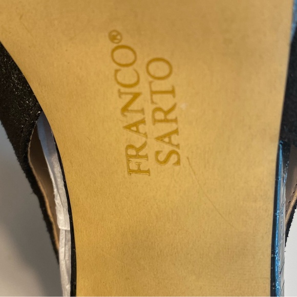 Franco Sarto Sulu Black Sueded Leather Snake Print Peep Toe Platform Pumps Sz 10 - Picture 9 of 13